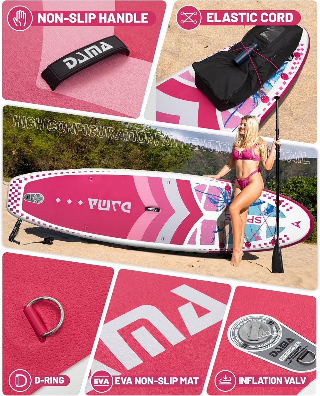 DAMA 11'*34'*6' Inflatable Paddle Board, Paddle Boards for Adults,Sup,Lightweight and Durable, Easy to Inflate, Versatile in Style, Fully Functional, Equipped w/High Grade Accessories.