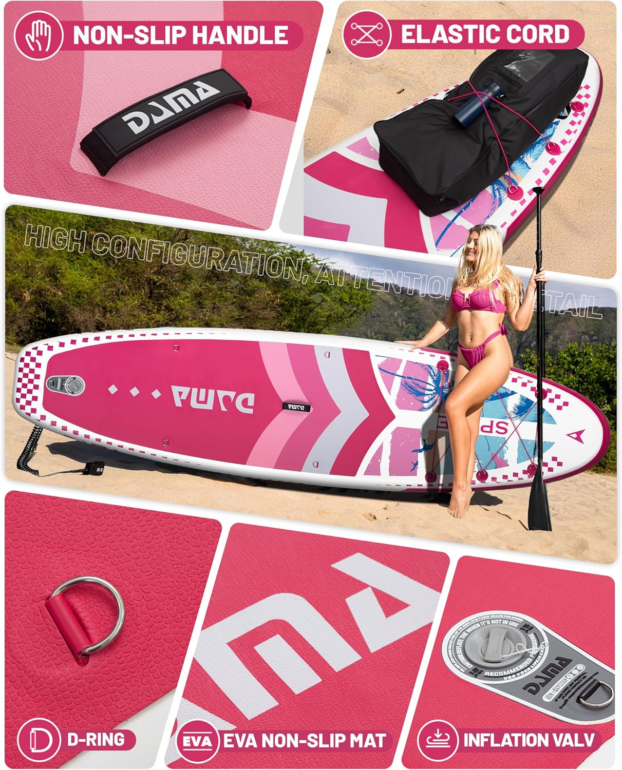 DAMA 11'*34'*6' Inflatable Paddle Board, Paddle Boards for Adults,Sup,Lightweight and Durable, Easy to Inflate, Versatile in Style, Fully Functional, Equipped w/High Grade Accessories.