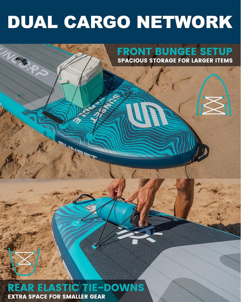 Suncorp 11.6'x35'' Inflatable Paddle Board, Extra Wide Stand-up Paddleboards, 450lbs Capacity, Inflatable SUP, Dual-Action Pump, 100L Backpack, 9 Plus Kits for Family, Fishing, Yoga&All Skill Levels