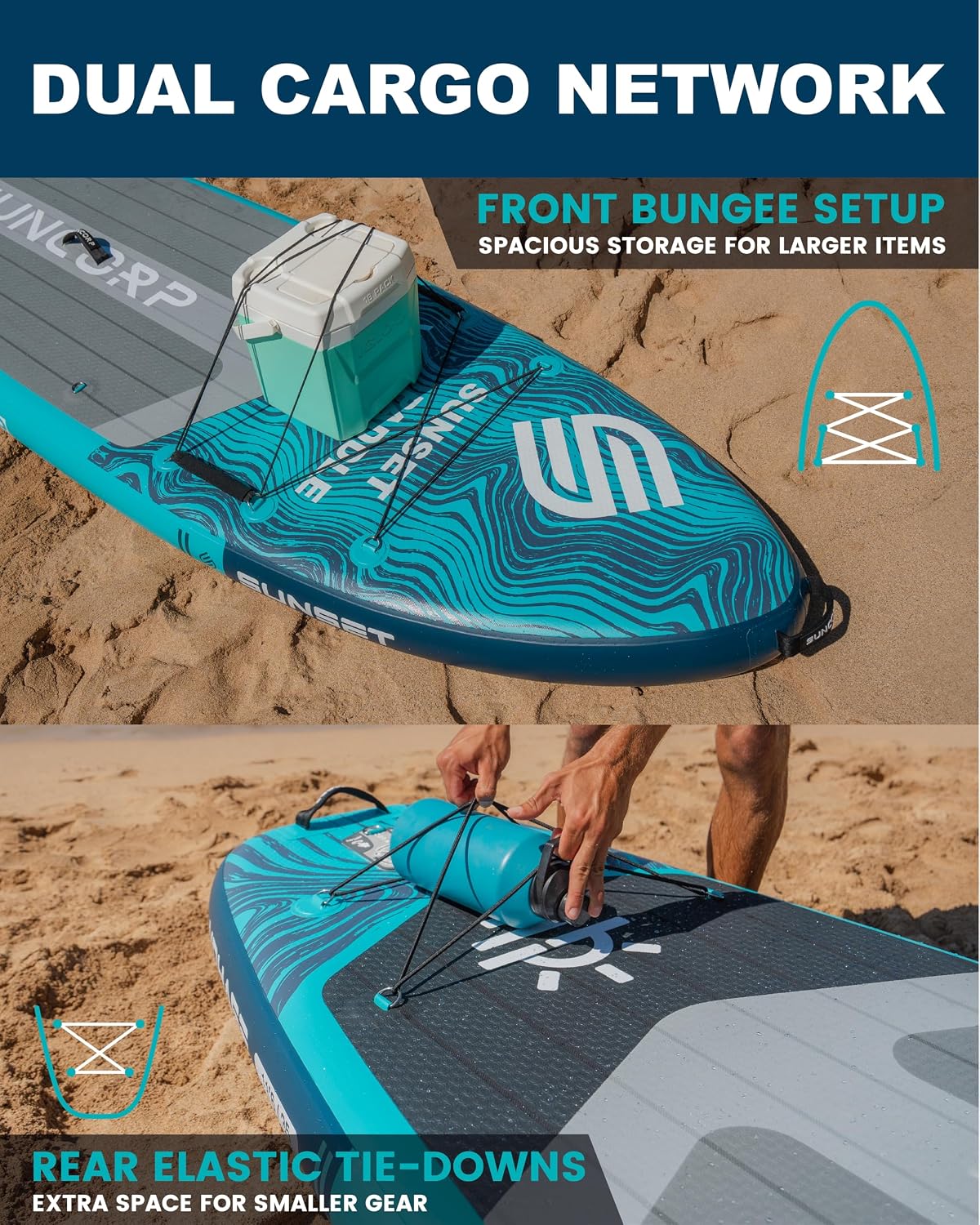 Suncorp 11.6'x35'' Inflatable Paddle Board, Extra Wide Stand-up Paddleboards, 450lbs Capacity, Inflatable SUP, Dual-Action Pump, 100L Backpack, 9 Plus Kits for Family, Fishing, Yoga&All Skill Levels