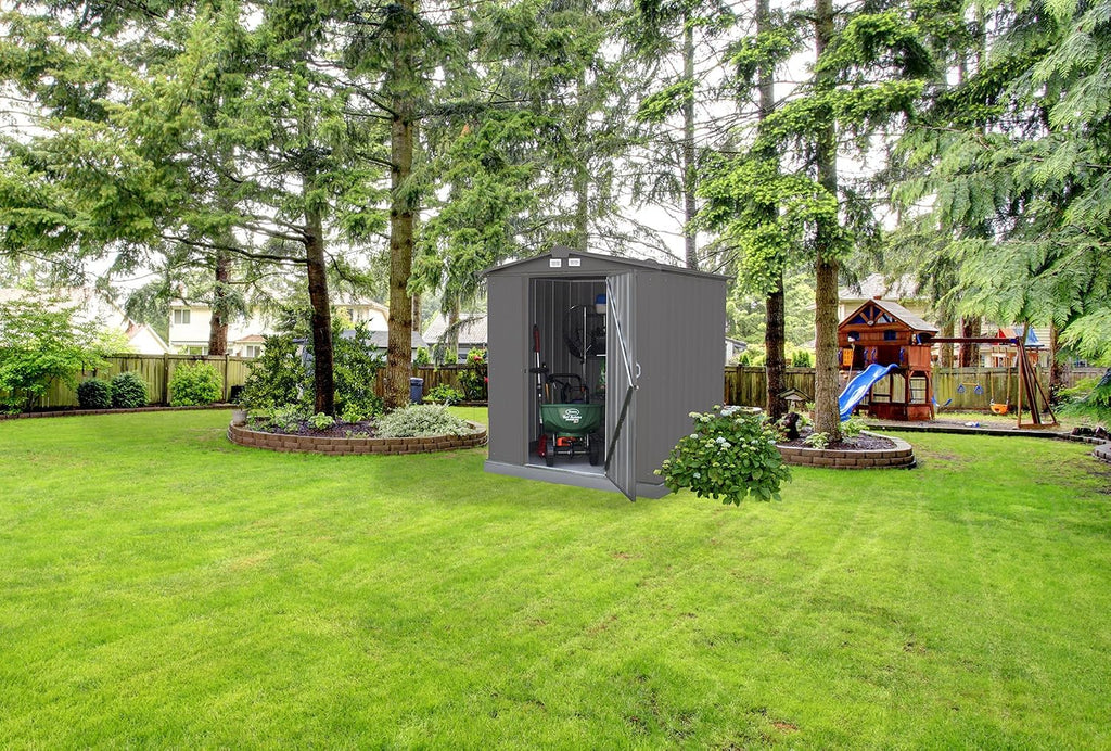 ARROW 6' x 5' EZEE Galvanized Steel Low Gable Shed Charcoal, Storage Shed with Peak Style Roof