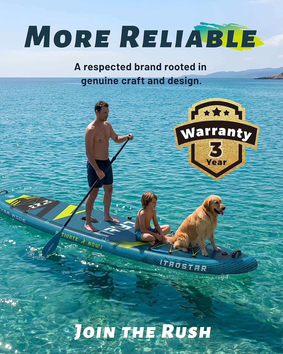 iTAOSTAR Lead 12' × 35' / 11' × 33' Stand Up Paddle Board Inflatable, Extar Wide SUP Board with 5 Fins Stable Design for Adults, Youth, All Skill Levels, Lakes, Oceans