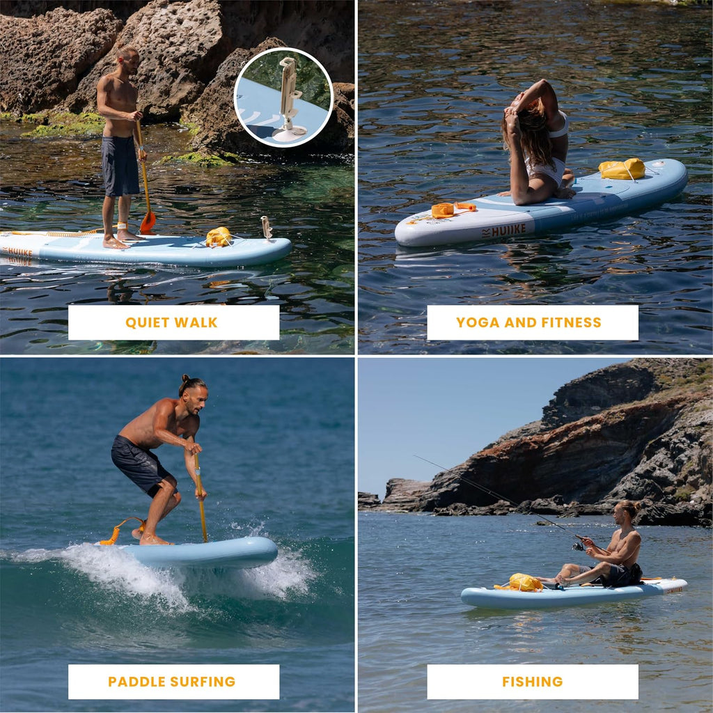 HUIIKE Inflatable Paddle Board for Adults with Accessories Included, Oar, Fins, Pump. Stand Up Paddleboard Great Stability and Resistance. 10' x 33' x 5.9', Maximum Load 286 lb