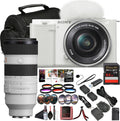 Sony ZV-E10 Vlogging Mirrorless Camera (White) with E PZ 16–50mm Lens (ILCZV-E10L/W) | 24.2 MP APS-C Sensor | 4K Video with FE 70-200mm Lens, 64GB Memory Card, Color Filter Kit and More