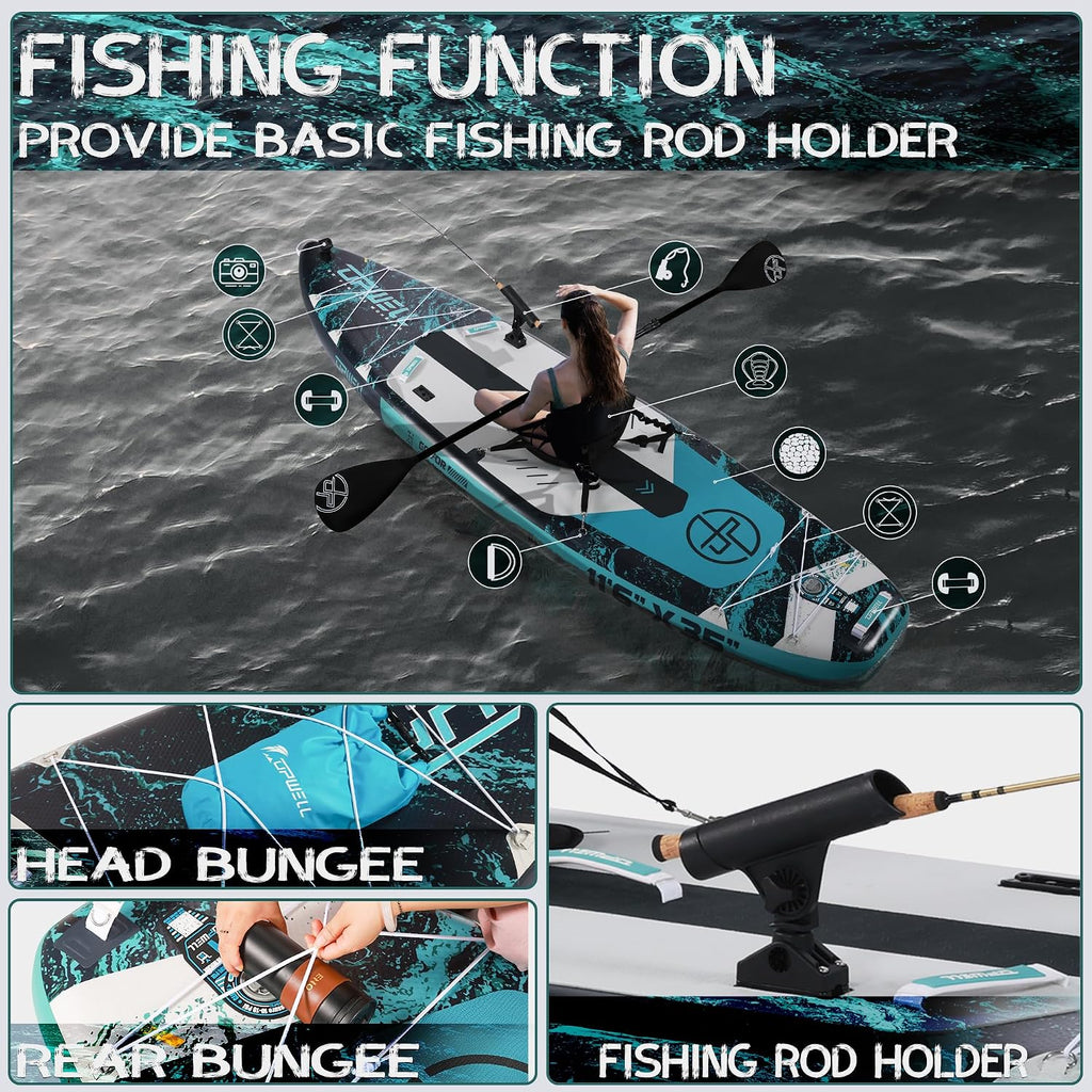 UPWELL 10'6'/11'/11'6' Inflatable Paddle Board, Stand Up Paddlboard for Youth & Adults, Stable Design, Premium SUP Accessories, Backpack, Leash, Hand Pump, Fins