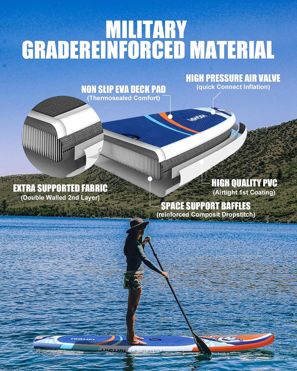 Inflatable Stand Up Paddle Board for Youth and Adults – Wide Sup with Premium Accessories, Blow Up Paddleboard for Surfing, Fishing, Yoga & More