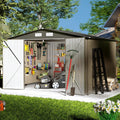 8' x10' Outdoor Metal Storage Shed, Outdoor Metal Shed, All-Weather Resistant Steel Garden Shed with Double Lockable Door, Waterproof Garden Tool Storage Shed for Patio, Backyard, Lawn