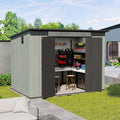 Domi 6x9FT Outdoor Resin Storage Shed with Transparent Windows & Louvered Vents, Plastic Tool Shed with Double Lockable Doors & Sloping Roof, Outside Garden Shed for Backyard, Patio, Lawn, Grey