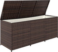 Outsunny 175 Gallon Outdoor Storage Box with Inner Liner, PE Rattan Wicker Deck Box with Pneumatic Bar Lift for Indoor & Outdoor, Patio Furniture Cushions, Pool Supplies, Garden Tools, Mixed Brown
