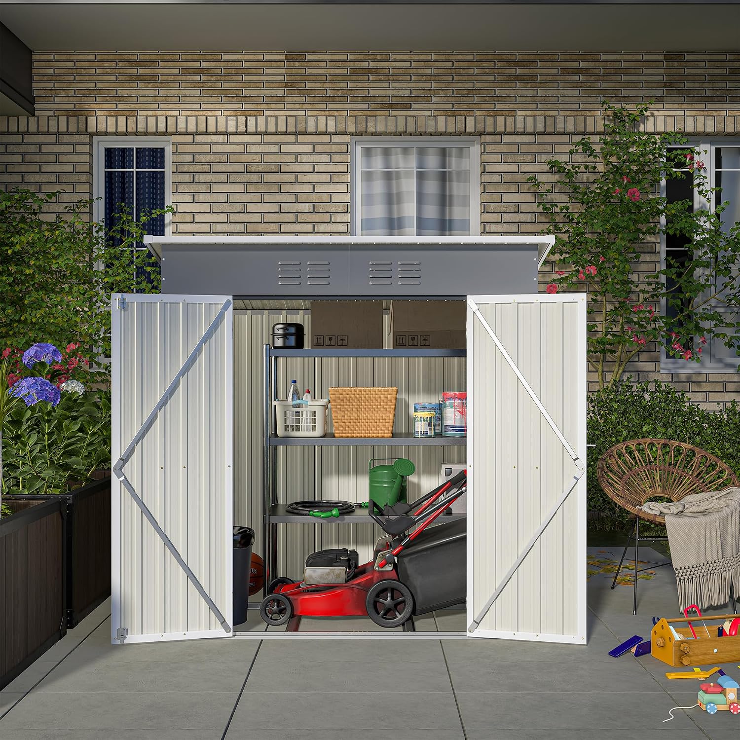 Ball & Cast 6x4FT Storage Shed with Lockable Door,Heavy Duty Outdoor Metal Sheds with Punched Vent, Waterproof Tool Sheds for Garden,Backyard,Lawn,Easy to Assemble,Gray