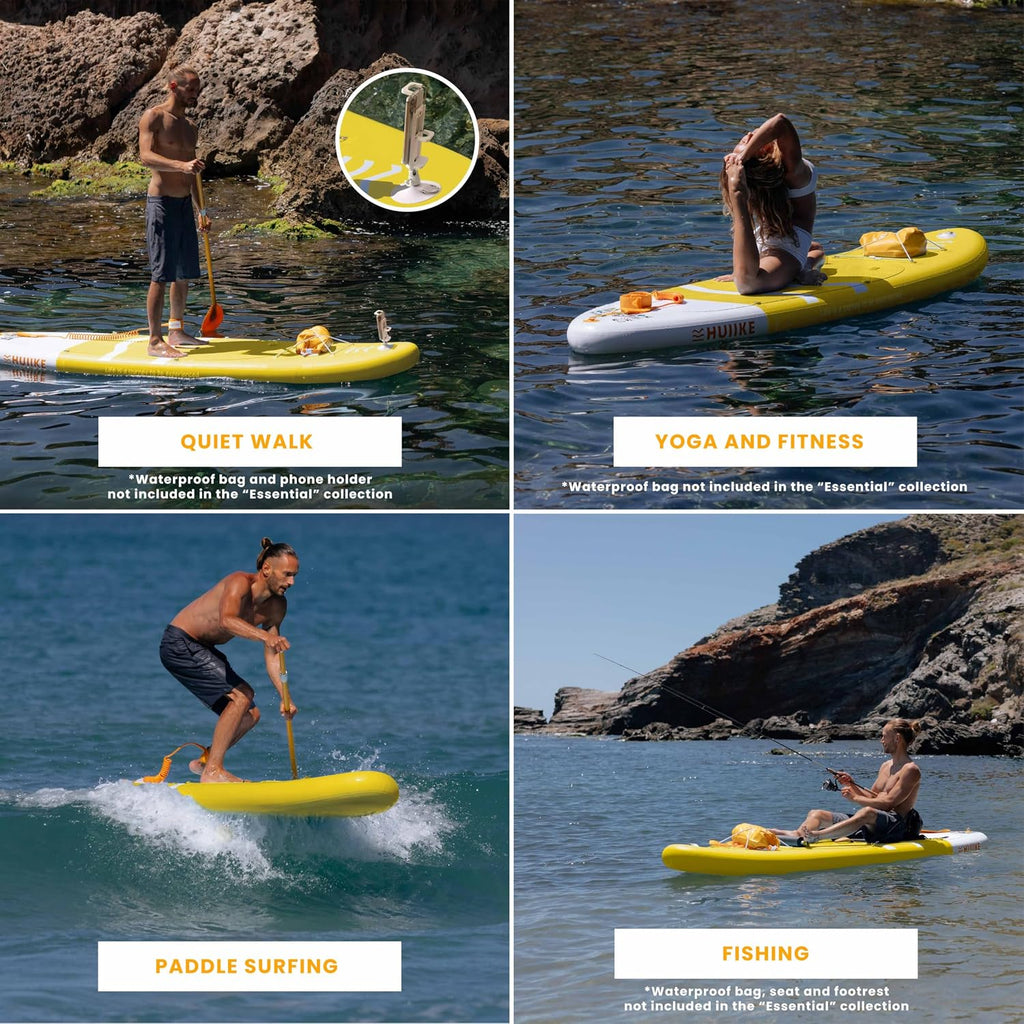 HUIIKE Inflatable Paddle Board for Adults with Accessories Included, Oar, Fins, Pump. Stand Up Paddleboard Great Stability and Resistance. 10' x 33' x 5.9', Maximum Load 286 lb