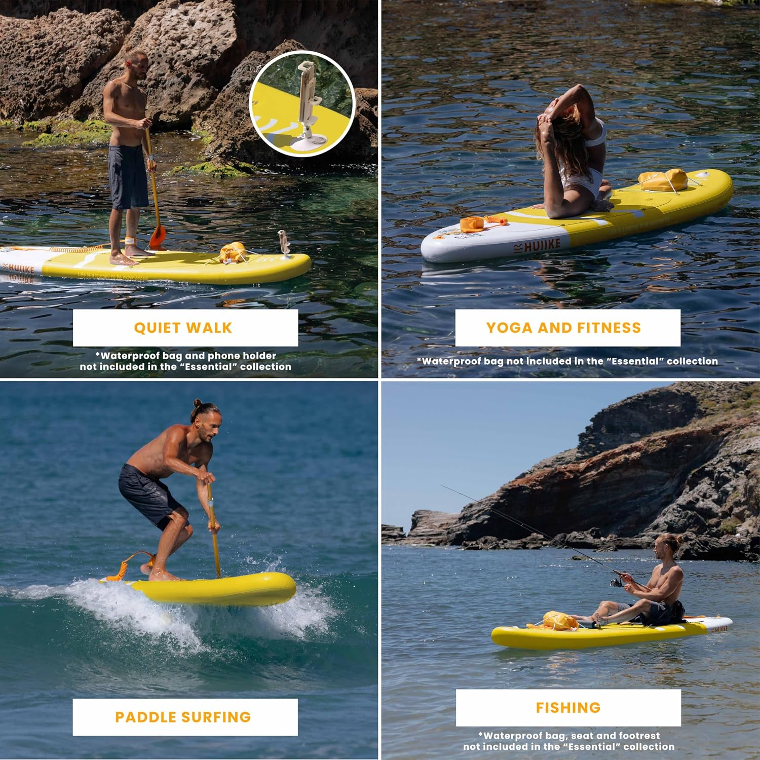 HUIIKE Inflatable Paddle Board for Adults with Accessories Included, Oar, Fins, Pump. Stand Up Paddleboard Great Stability and Resistance. 10' x 33' x 5.9', Maximum Load 286 lb