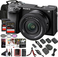 Sony Alpha a6400 Mirrorless Digital Camera with 16–50mm Power Zoom Lens (ILCE-6400L/B) – 24.2 MP APS-C, 4K Video, Real-Time Eye AF w/ 2 x 64GB Memory Card + 2 x NP-FW50 Battery + More