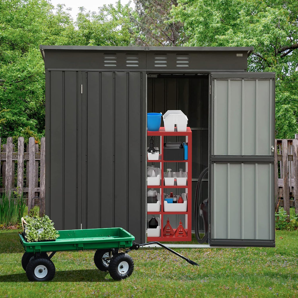 Domi Outdoor 5' x 3' Storage Shed, Metal Sheds Tool Storage Slope Roof with Lockable Door & Air Vents, Outdoor Galvanized Steel Sheds for Backyard,Garden,Patio,Lawn