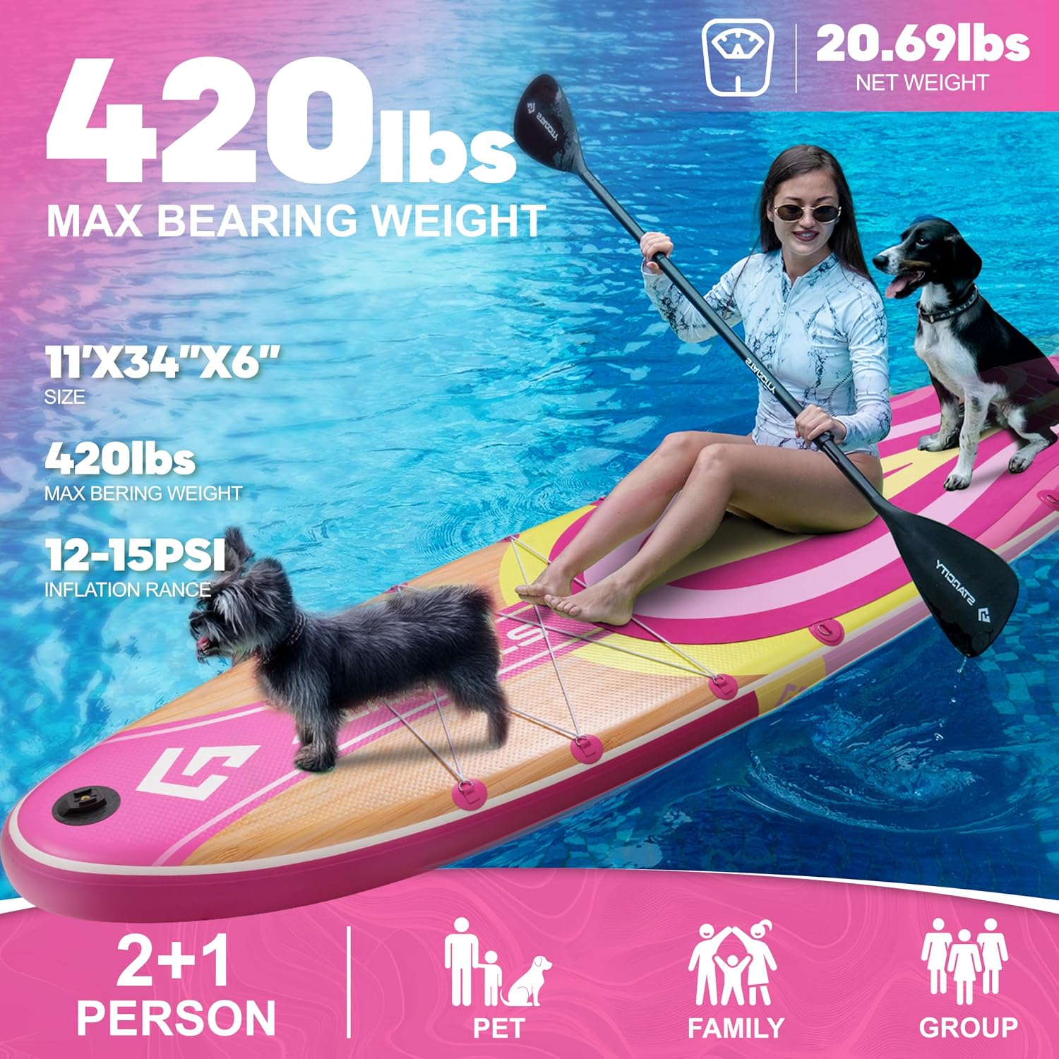 Starcity 11'6'*34'*6' Stand Up Paddle Board,Inflatable Paddle Boards for Adults w/a Simple and Non Slip Design, Moderate Length and Easy Operation, Suitable for Adults.