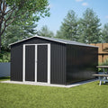 YOPTO 10x12 FT Outdoor Storage Shed,Metal Shed W/Updated Frame Structure,Garden Shed W/Lockable Door,2 Air Vents & Sloped Roof,for Backyard,Patio,Lawn,Black