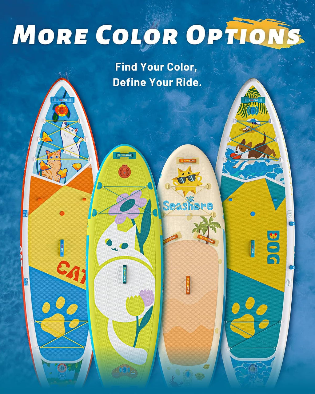 iTAOSTAR Pets 8'×29' / 11'×35' / 11'6'×34'/11'×34' Inflatable Paddle Board, One-Stop Premium SUP Accessories, Extra Wide Paddle Board for More Balance, Tailored Fins for More Fun