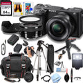 Sony a6400 Mirrorless Camera with 16-50mm Lens + 64GB Memory, Filters,Case, Tripod, Flash, and More (28pc Bundle) (Renewed), Black