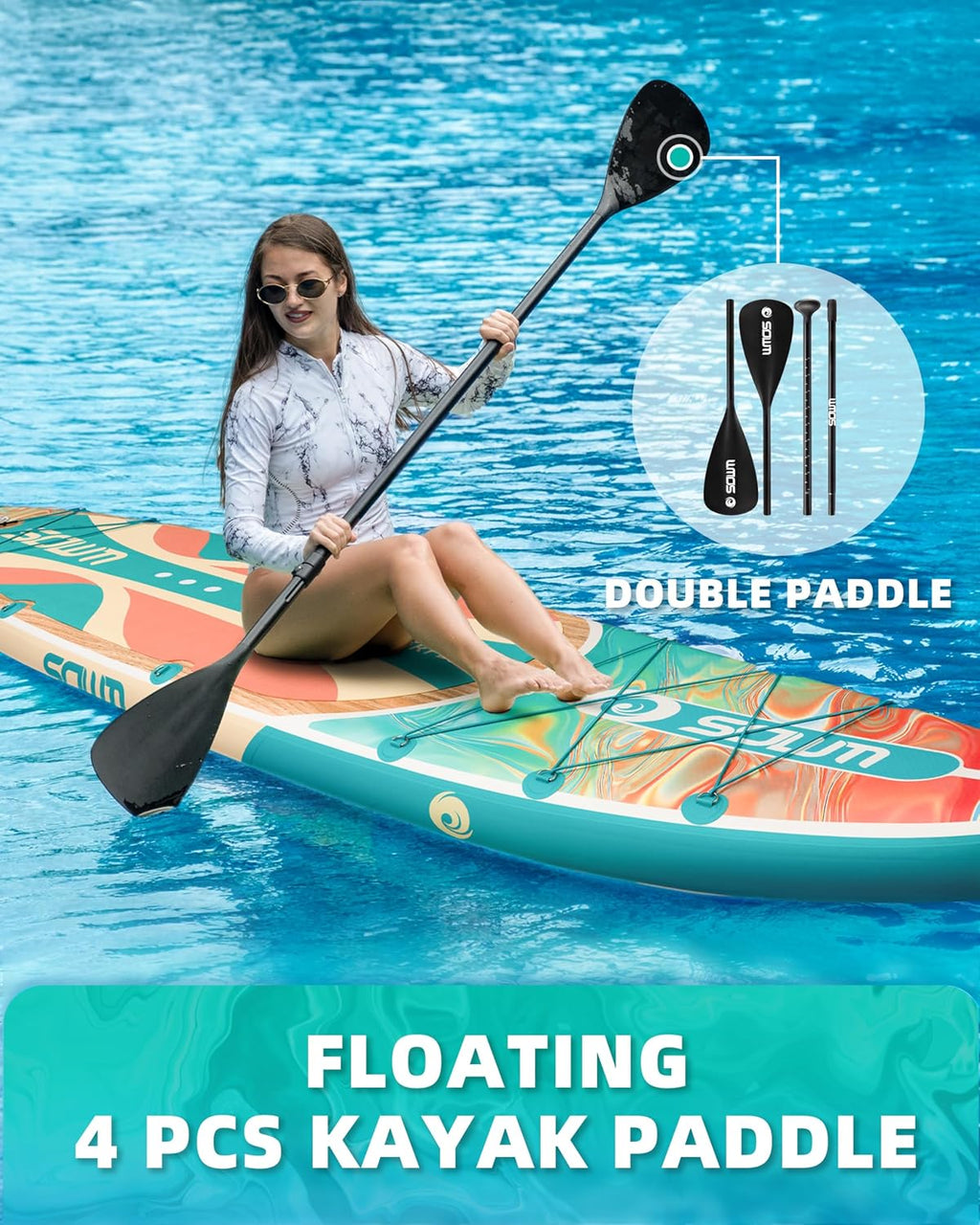 11'*33'/34' Inflatable Stand Up Paddle Board for Beginners,400/420lbs Capacity, Anti-Slip EVA Deck, Includes Adjustable Paddle, Pump, Backpack & SUP Accessories for Surfing, Fishing, Yoga & More