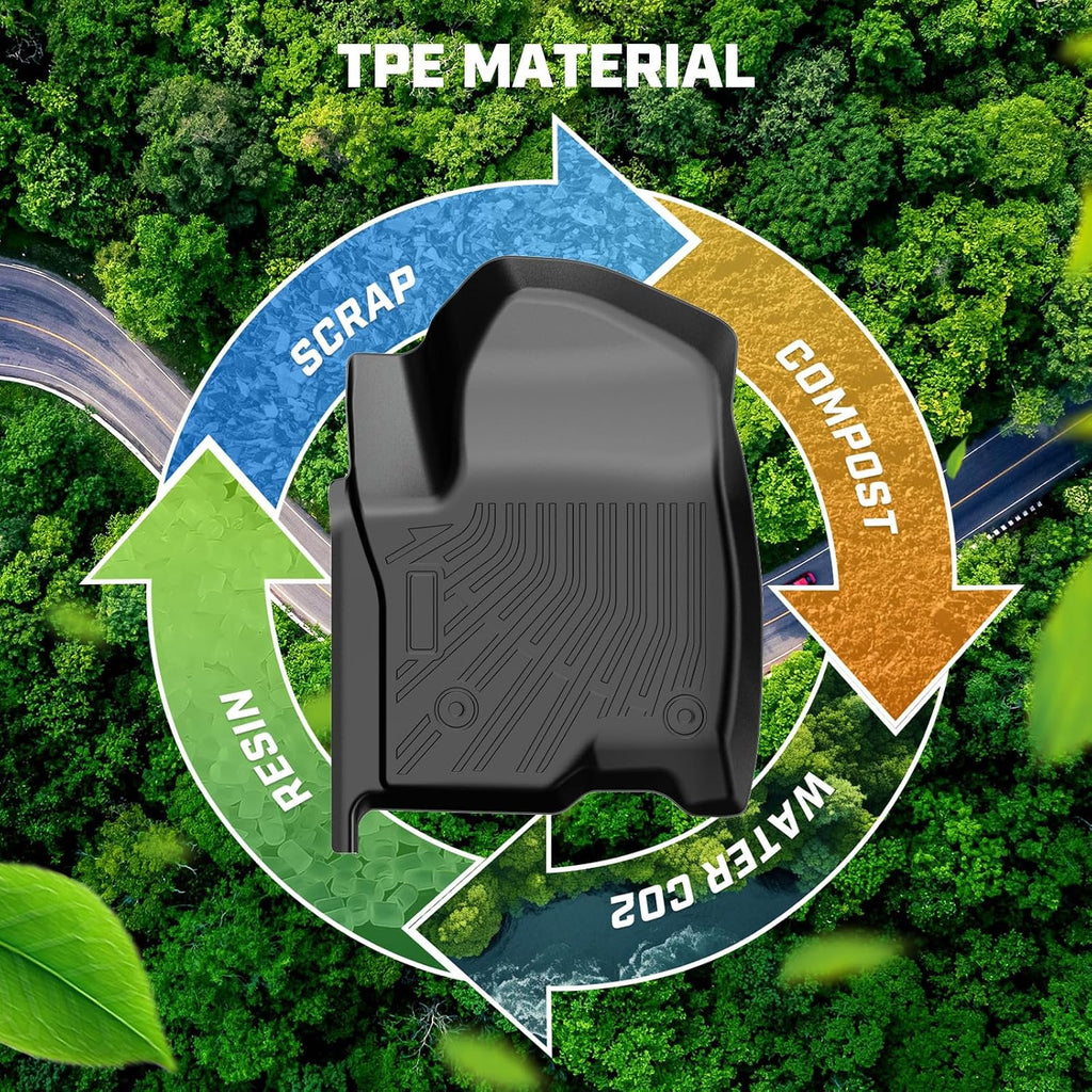 Mixsuper Floor Mat & Cargo Liner for 2021-2026 Chevrolet Chevy Tahoe/GMC Yukon 7 Seat(Not for Yukon XL),All Weather TPE Floor mat with Backrest and Door Sill Guards Tahoe Accessories,Anti-Slip Black