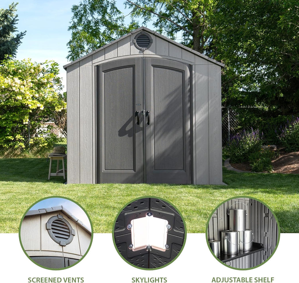 Lifetime Outdoor Storage Shed, 8 x 10 Foot, Gray