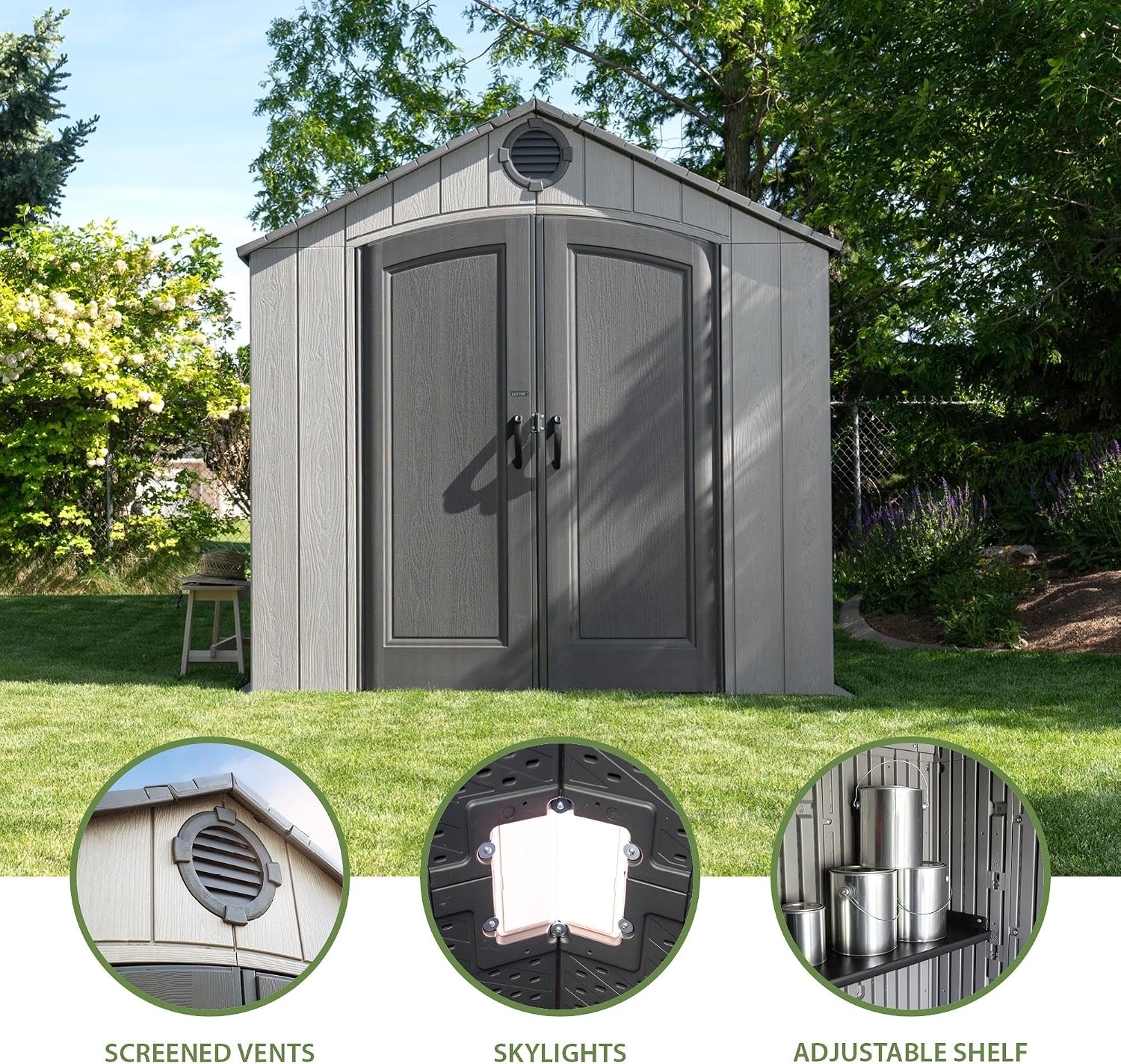 Lifetime Outdoor Storage Shed, 8 x 10 Foot, Gray