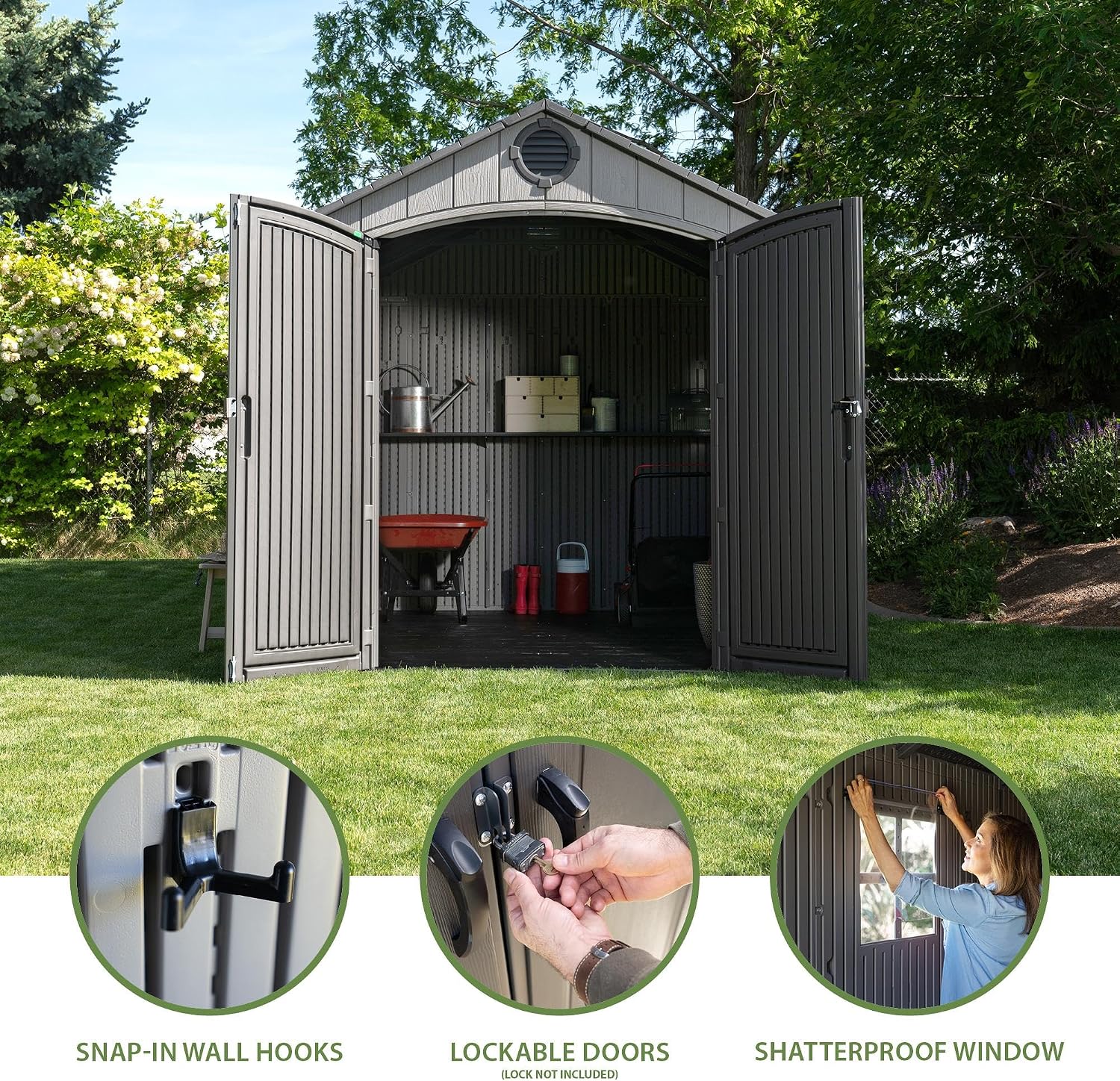Lifetime Outdoor Storage Shed, 8 x 10 Foot, Gray