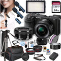 Sony a6700 Mirrorless Camera with 16-50mm Lens + 64GB Memory,Wireless Lavalier Microphones, 126 LED Light, Filters,Case, Tripod, and More (34pc Bundle)