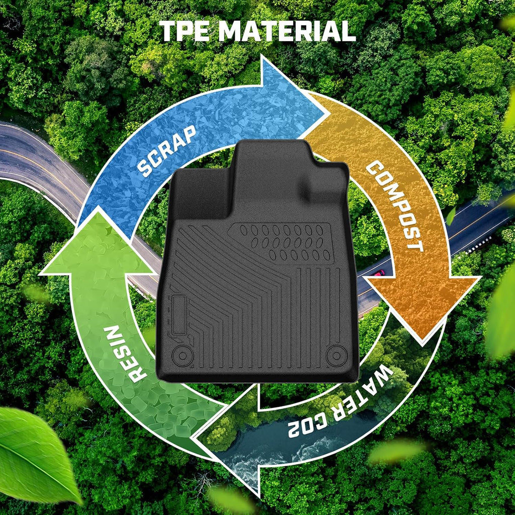 Mixsuper Floor Mat & Cargo Liner for Honda Pilot 2023 2024 2025 2026,All Weather TPE Floor mat with Backrest and Door Sill Guards Pilot Accessories,Anti-Slip Floor Liners Set, Black
