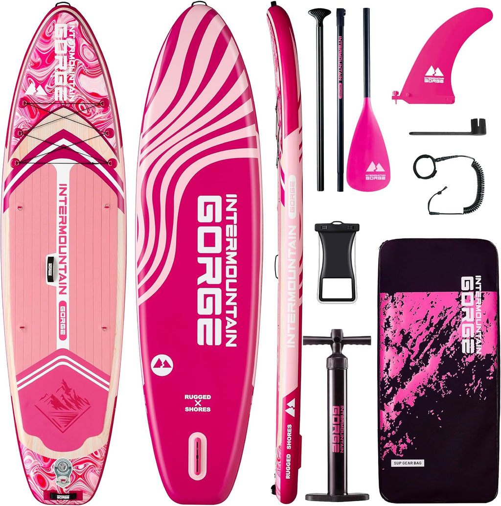 11'x34 Ultra Wide Paddleboard, Inflatable SUP&420lb Capacity for All Skill, Stand-up Paddle Board for Yoga/Family, EVA Deck, US Fin, High-Pressure Pump, 100L Bag, Safety Leash