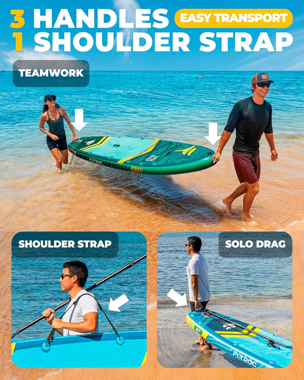 11'6x35'' Extra Wide Inflatable Paddle Board, 450lb Capacity Stand Up Paddle Board for Adults (x3), Stable Inflatable SUP, All Skill Levels, 3 Handles, 100L Backpack, 3PCS Paddle, 5L Dry Bag