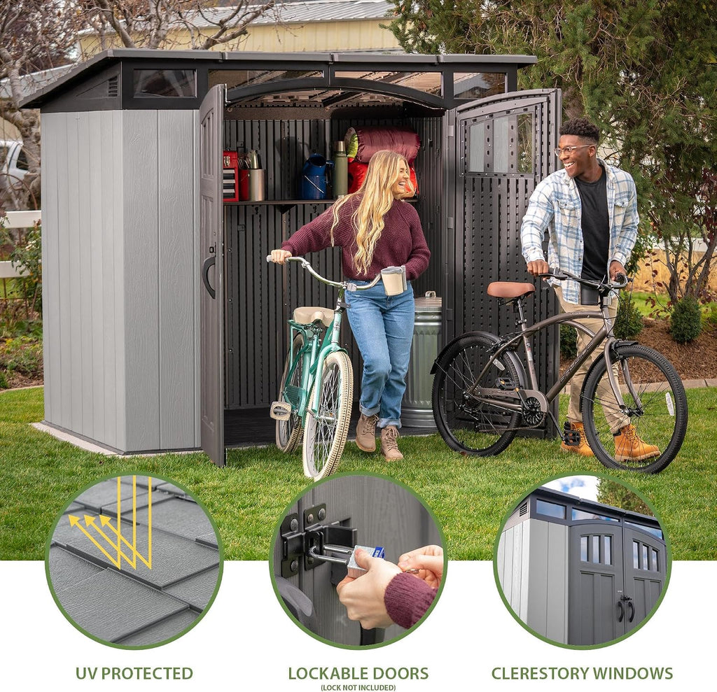 Lifetime Modern Outdoor Storage Shed, 8 x 5 Foot, Gray
