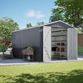 8x12 FT Outdoor Storage Shed, Utility Metal Tool Storage with Lockable Doors,Galvanized Steel FrameStructure, Metal Garden Shed for Backyard, Patio,Lawn