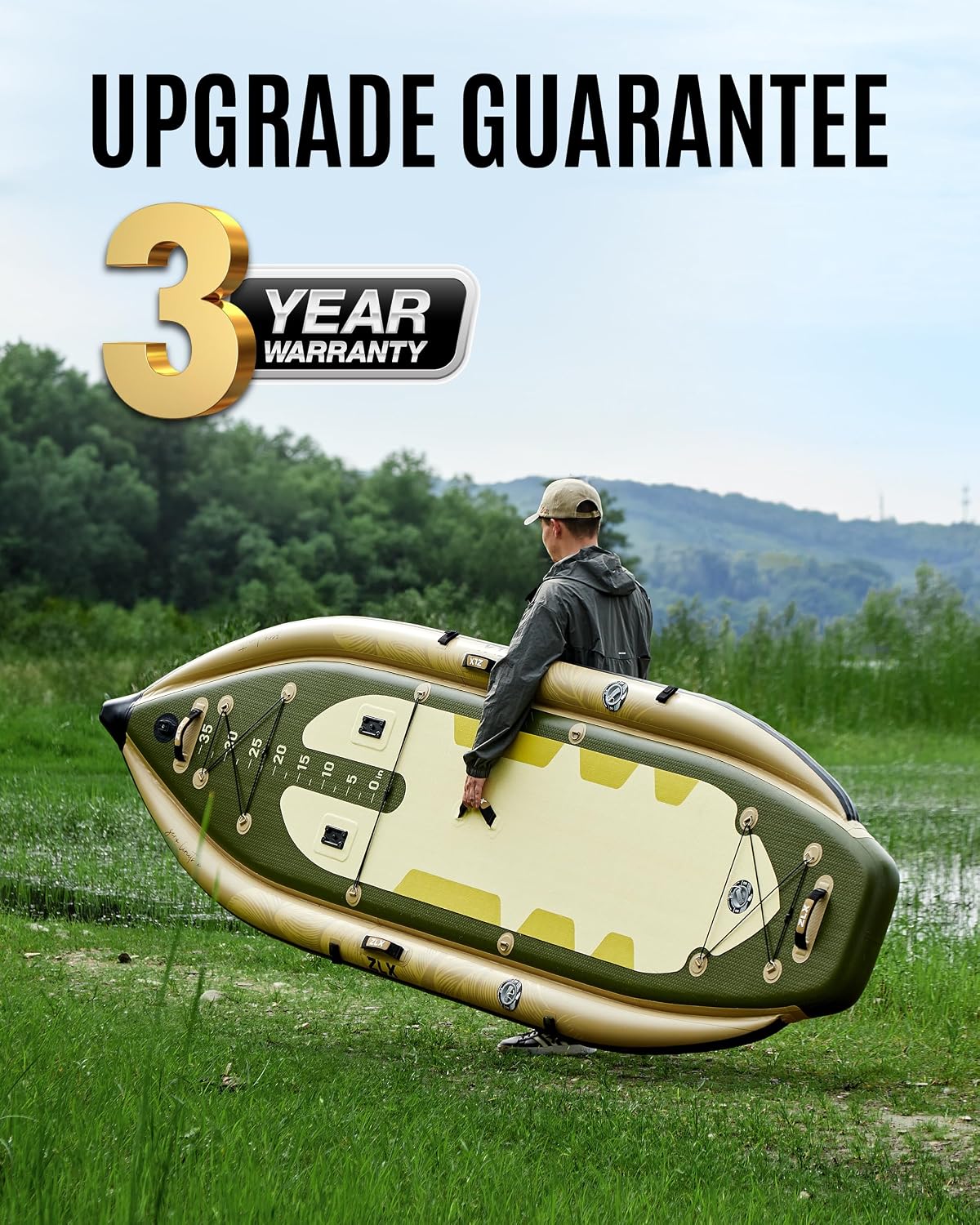 ZLX 11'6''x42'' Extra Wide Inflatable Fishing Paddle Board for Adults- Stable Non-Slip Deck Pad, Dual Reinforced Sides & Quiet Glide, 400lb Capacity SUP, Rod Mount, Camera Mount