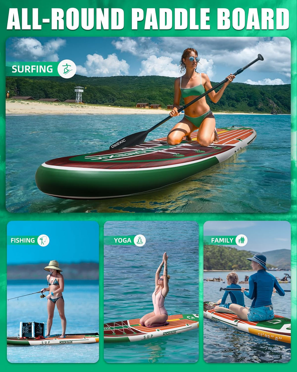 Inflatable Stand Up Paddle Board with SUP Accessories, 11'*33' Inflatable Paddle Boards for Adults & Youth of All Skill Levels