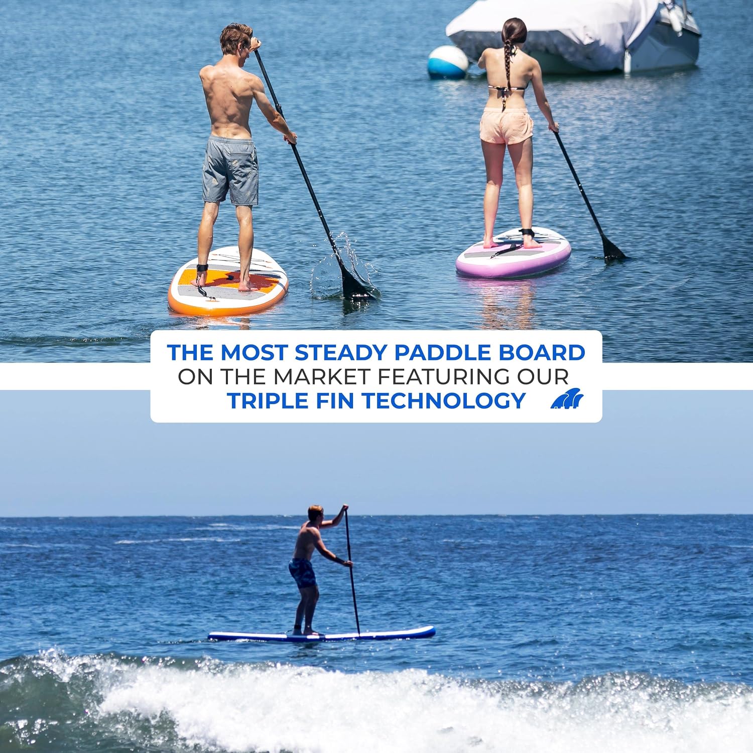Crew Axel Inflatable Paddle Board 10'33'6' Extra Wide & Lightweight (18lb) Paddle Board – Premium SUP Set Includes 2 Bags, Floating Paddle, Camera Mount, 3 Fins, Dual Pump Kit