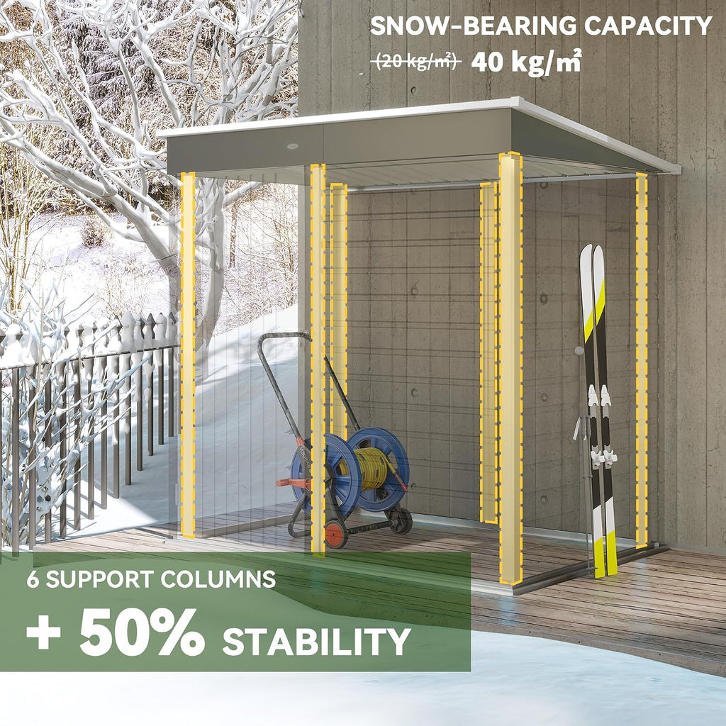 Outsunny 6' x 4' Outdoor Storage Shed, Easy to Assemble, Metal Garden Tool Shed with Lockable Door and Gloves for Backyard Garden Patio Lawn, Light Gray