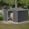 YOPTO 10X8 FT Outdoor Storage Shed W/Lockable Sliding Doors,Metal Shed W/Sloped Roof & Air Vents,All Weather Garden Tool House for Backyard Patio Lawn,Gray
