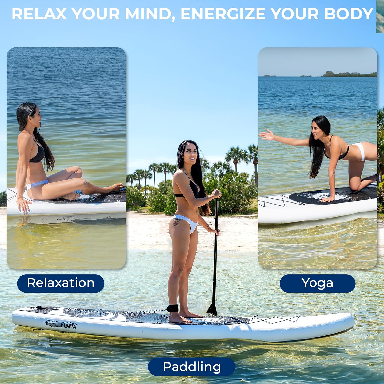 SereneLife Inflatable Stand Up Paddle Board - Wide Stable Design, Non-Slip Deck for Adults & Youth with Premium Paddle Board Accessories: Carry Bag, Dual Action Pump, Paddle, Ankle Leash