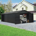 Domi 12'x20' Outdoor Metal Garage Shed, All Weather Enclosed Carport with Sidewalls & 2 Lockable Doors, Extra Large Backyard Storage Shed for Car, Truck, Lawn Mower, 80MPH Wind Resistance, Dark Grey