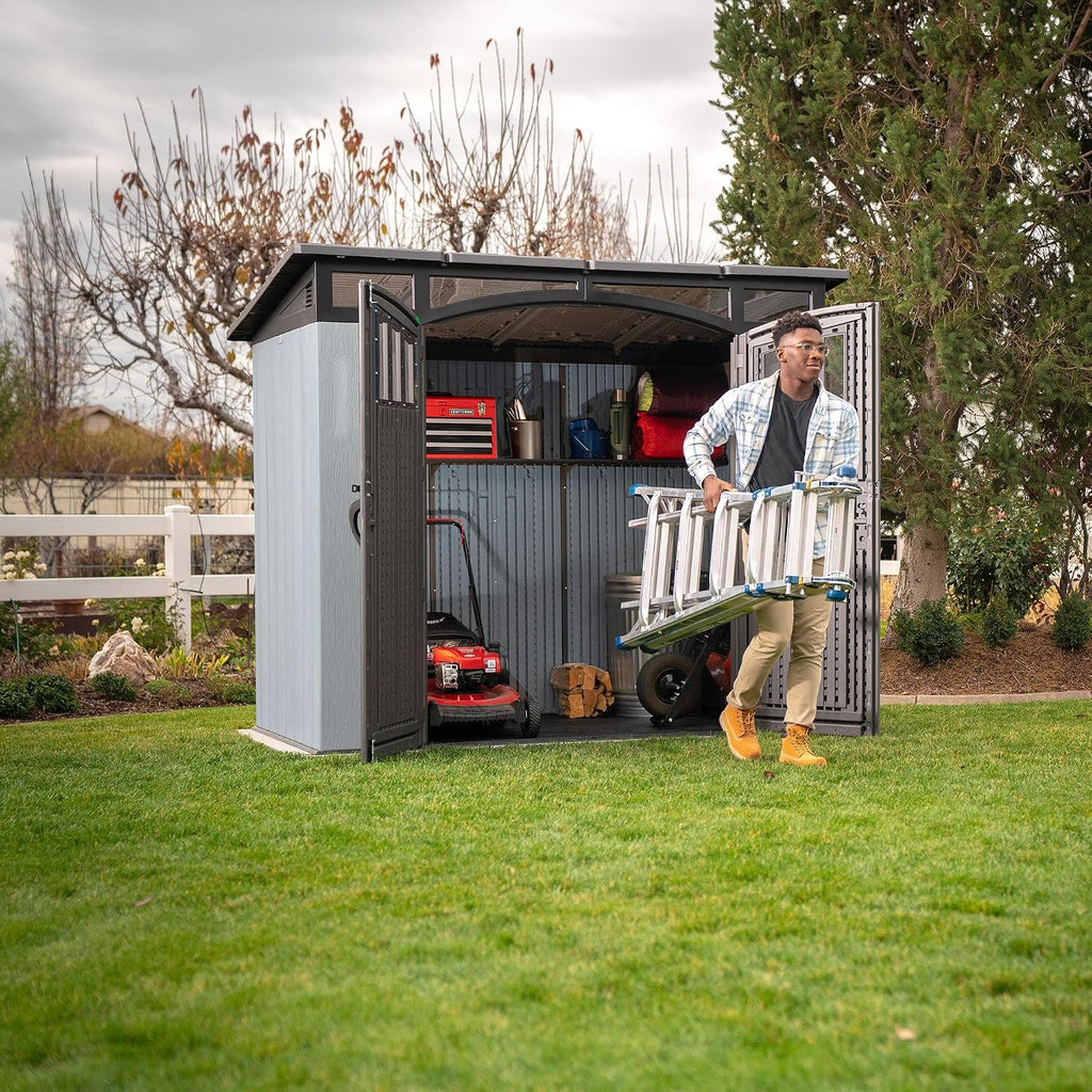 Lifetime Modern Outdoor Storage Shed, 8 x 5 Foot, Gray