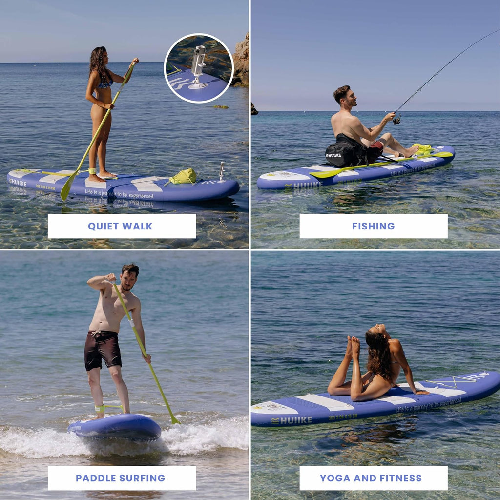 HUIIKE Inflatable Paddle Board for Adults with Accessories Included, Oar, Fins, Pump. Stand Up Paddleboard Great Stability and Resistance. 10' x 33' x 5.9', Maximum Load 286 lb