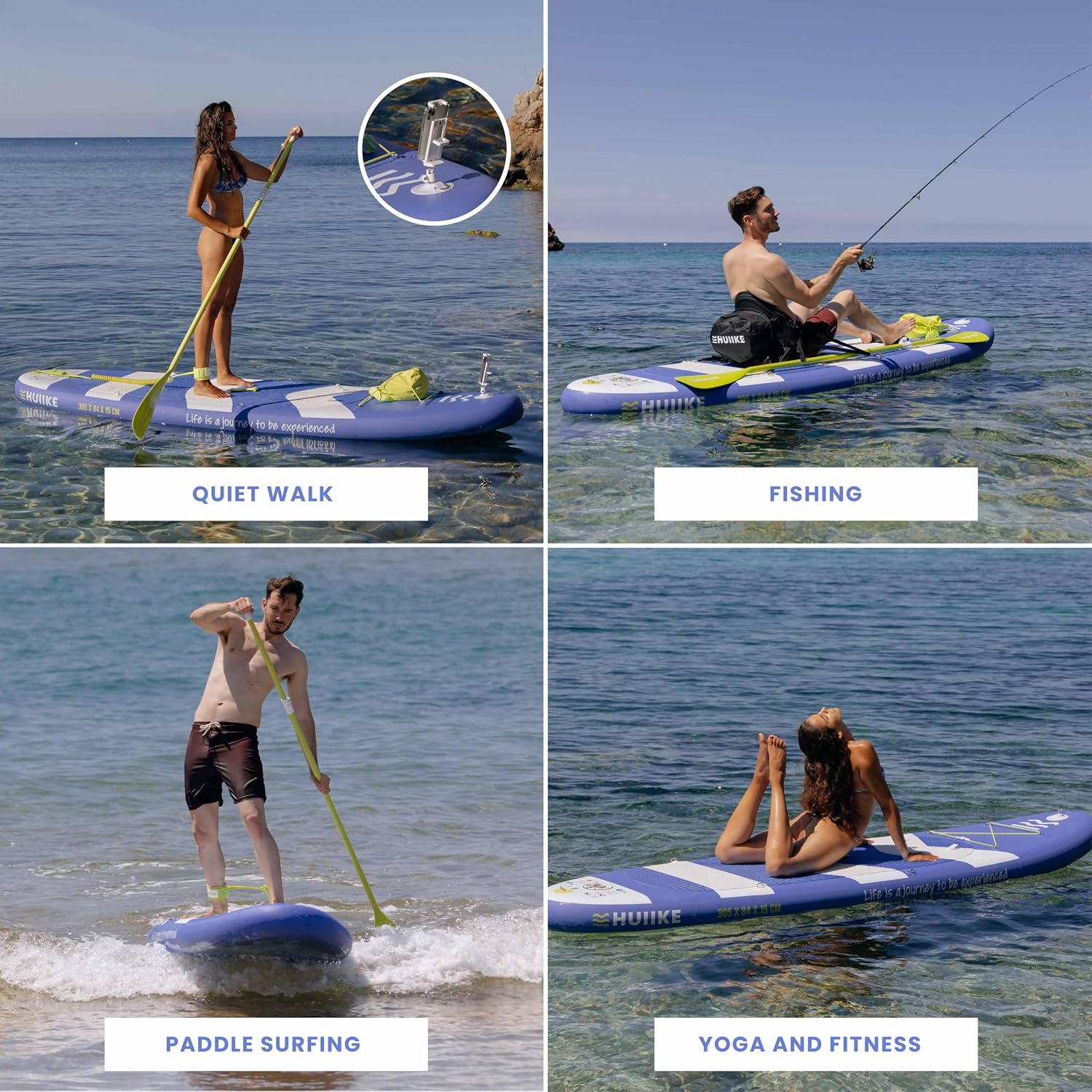 HUIIKE Inflatable Paddle Board for Adults with Accessories Included, Oar, Fins, Pump. Stand Up Paddleboard Great Stability and Resistance. 10' x 33' x 5.9', Maximum Load 286 lb