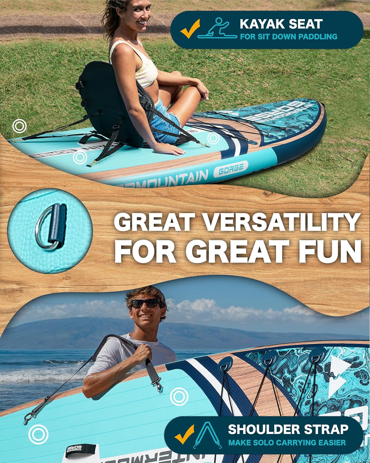 11'x34 Ultra Wide Paddleboard, Inflatable SUP&420lb Capacity for All Skill, Stand-up Paddle Board for Yoga/Family, EVA Deck, US Fin, High-Pressure Pump, 100L Bag, Safety Leash