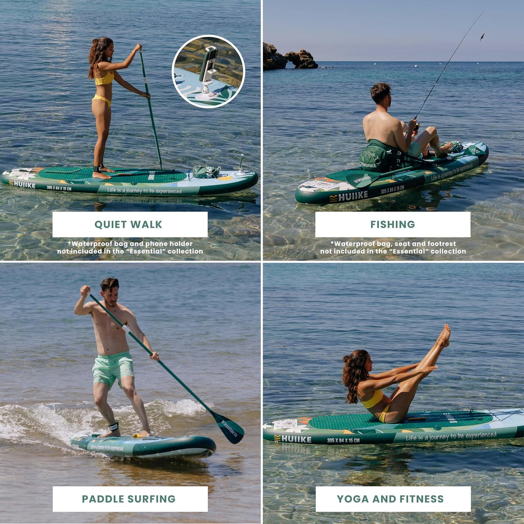 HUIIKE Inflatable Paddle Board for Adults with Accessories Included, Oar, Fins, Pump. Stand Up Paddleboard Great Stability and Resistance. 10' x 33' x 5.9', Maximum Load 286 lb