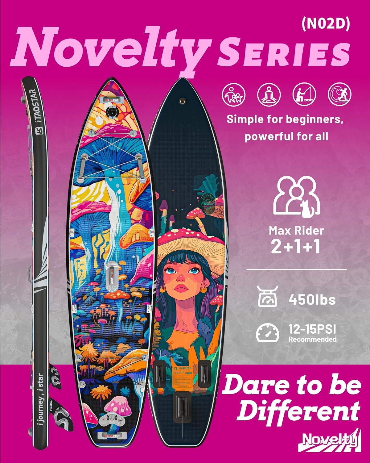 iTAOSTAR Novelty 11'6' x 35' Extra Wide SUP for Enhanced Stability - Inflatable Stand Up Paddle Board - Premium Paddle Board Kit for Adults & Youth - All Skill Levels - Includes SUP Accessories