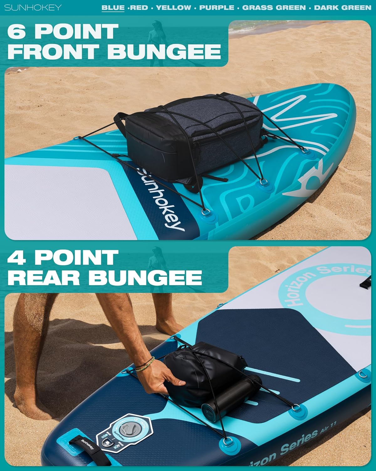 11'×34'' Extra Wide Inflatable Paddle Board with Seam Welded Technology, Stand Up Paddle Board, 420lb Capacity for Adults, Sup Board for All-Level with 2-Blade Paddle/Dual-Action Pump/Leash
