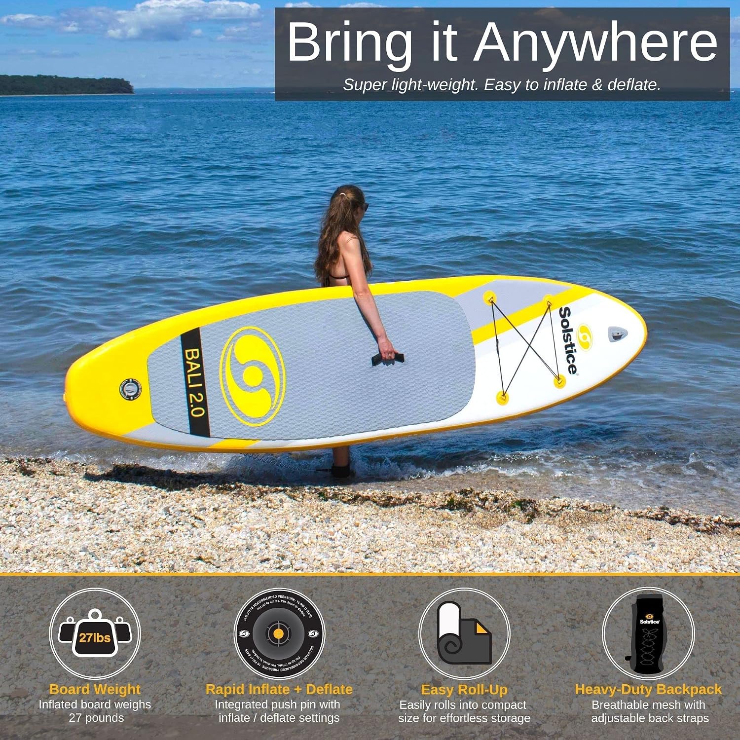 Solstice Watersports Bali 2.0 Inflatable Stand-Up Paddle Board Kit (10'6 x 32'' x 5'')