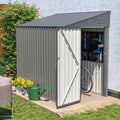 4x7 FT Lean to Shed with Single Lockable Side Door, Outdoor Metal Storage Shed, Sloping Roof Galvanized Utility Steel Tool Shed for Garden, Patio, Lawn & Backyard