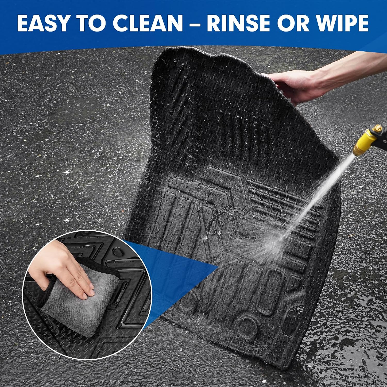 Mixsuper Floor Mats Cargo Liner for 2019-2023 Ford Ranger SuperCrew Cab, All Weather 2 Row Floor Liners and Trunk Mat Set Black